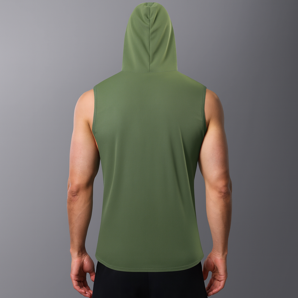 Men’s Quick-Dry Hooded Sports Vest – Ice Silk Breathable Sleeveless Gym Top for Running & Streetwear
