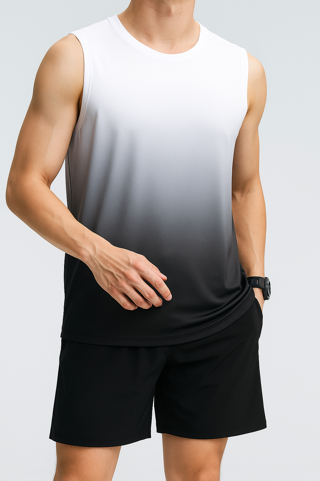 Men’s Ice Silk Quick-Dry Sleeveless Sportswear Set – Breathable Gym Tank Top & Shorts Outfit for Training and Running