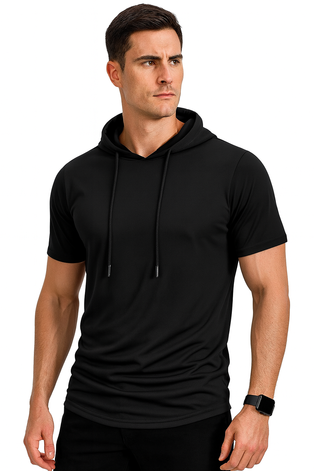 Men’s Short Sleeve Hoodie T-Shirt – Lightweight Athletic Hooded Top for Gym, Training & Casual Wear