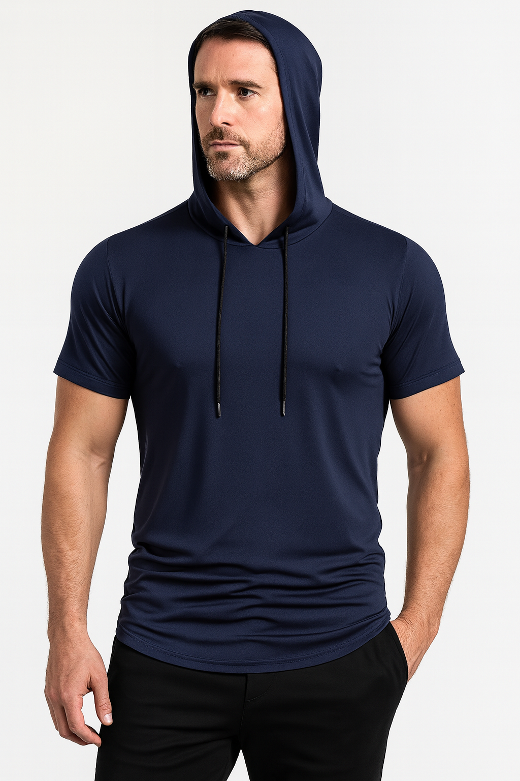 Men’s Short Sleeve Hoodie T-Shirt – Lightweight Athletic Hooded Top for Gym, Training & Casual Wear
