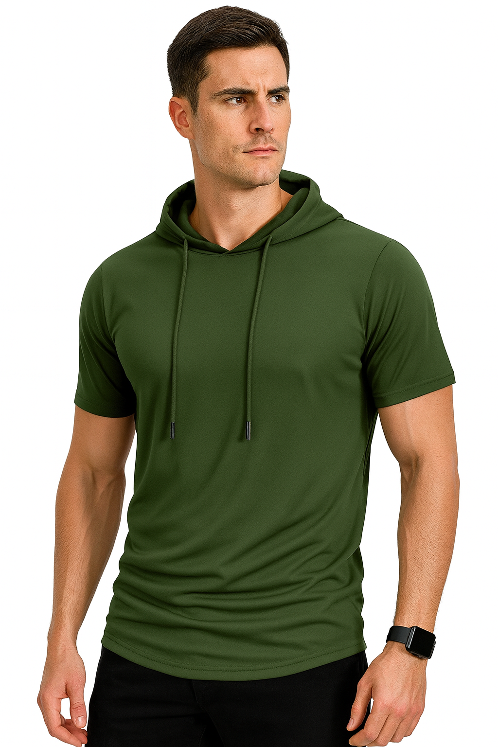 Men’s Short Sleeve Hoodie T-Shirt – Lightweight Athletic Hooded Top for Gym, Training & Casual Wear