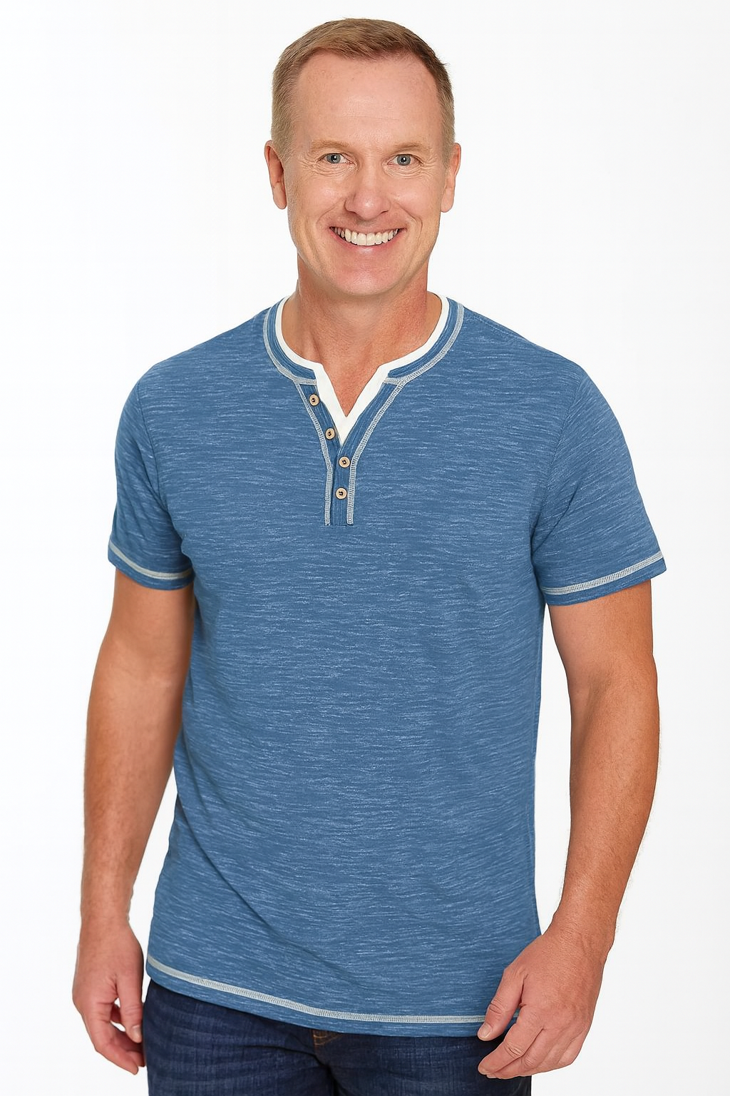 Men’s Henley T-Shirt – Short Sleeve Cotton Slim Fit Top with Button Placket & V-Neck