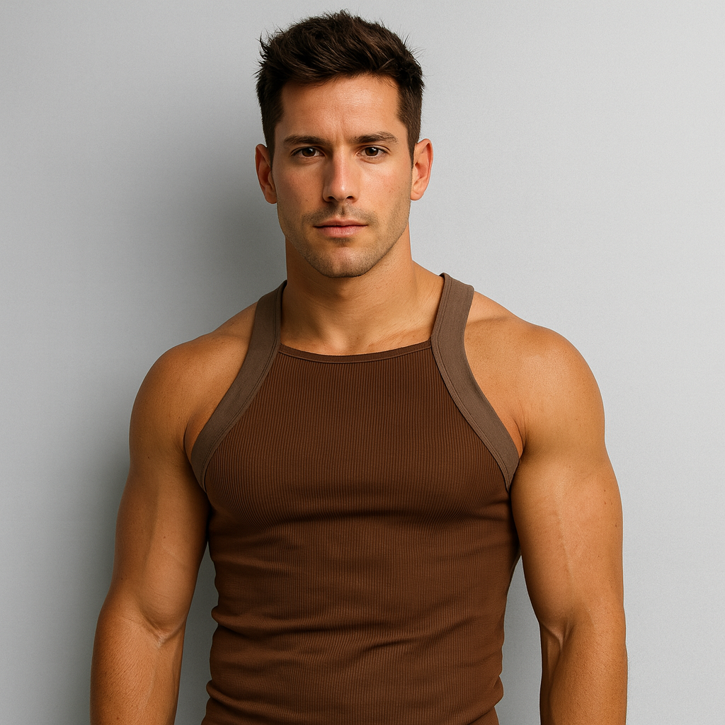 Men’s Slim Fit Ribbed Tank Top – Solid Color O-Neck Sleeveless Gym Shirt for Workout, Streetwear & Casual Wear