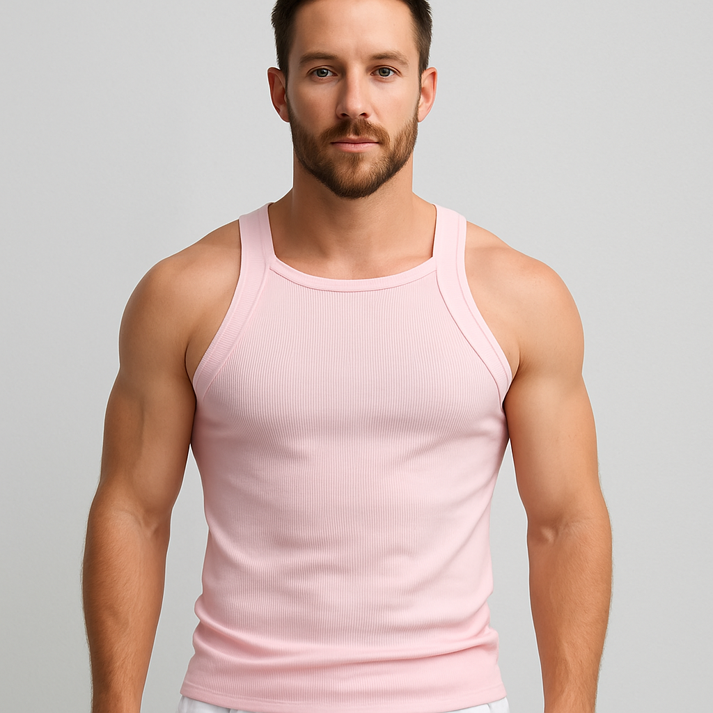 Men’s Slim Fit Ribbed Tank Top – Solid Color O-Neck Sleeveless Gym Shirt for Workout, Streetwear & Casual Wear