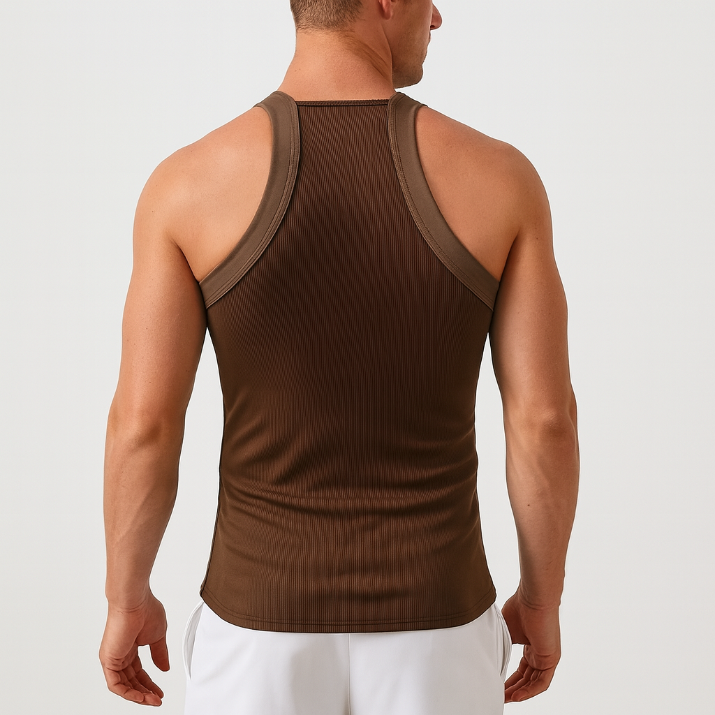 Men’s Slim Fit Ribbed Tank Top – Solid Color O-Neck Sleeveless Gym Shirt for Workout, Streetwear & Casual Wear