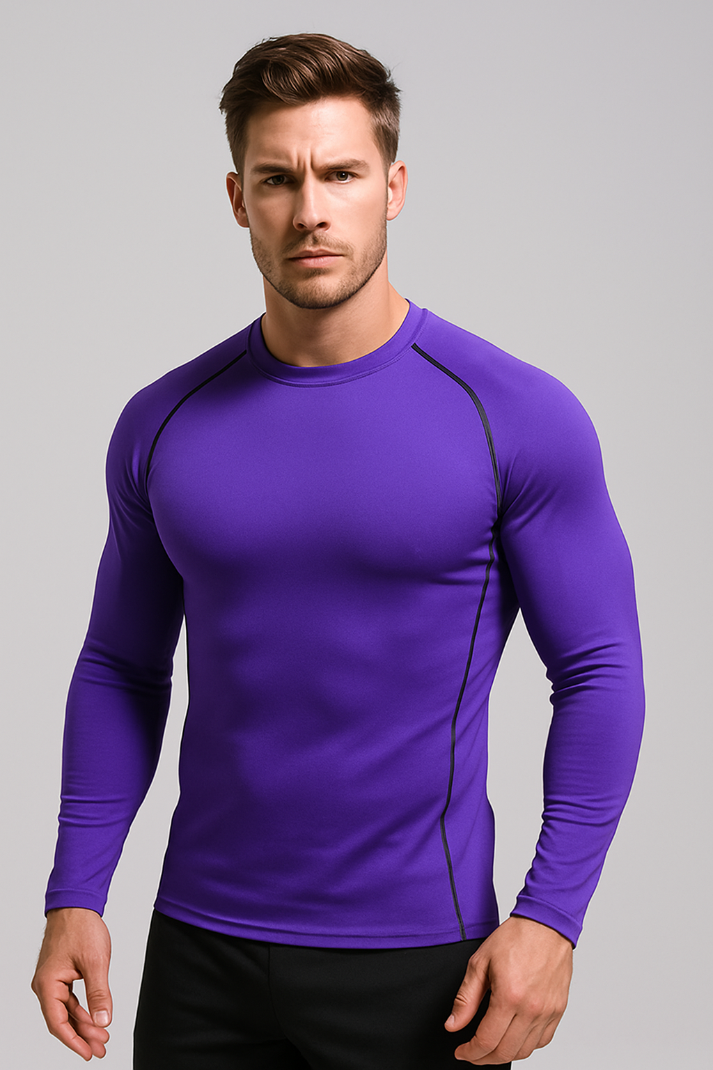 Men's Long Sleeve Compression Shirt – Dry Fit Rashguard for Gym, MMA & Running