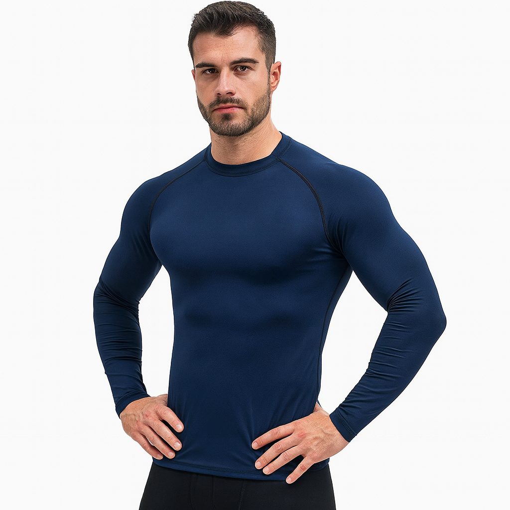 Men's Long Sleeve Compression Shirt – Dry Fit Rashguard for Gym, MMA & Running