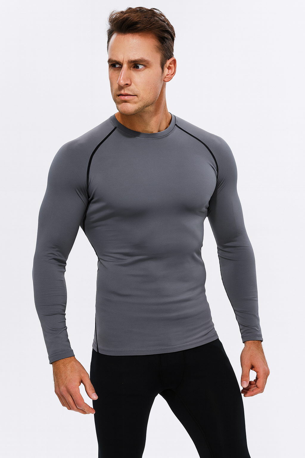 Men's Long Sleeve Compression Shirt – Dry Fit Rashguard for Gym, MMA & Running