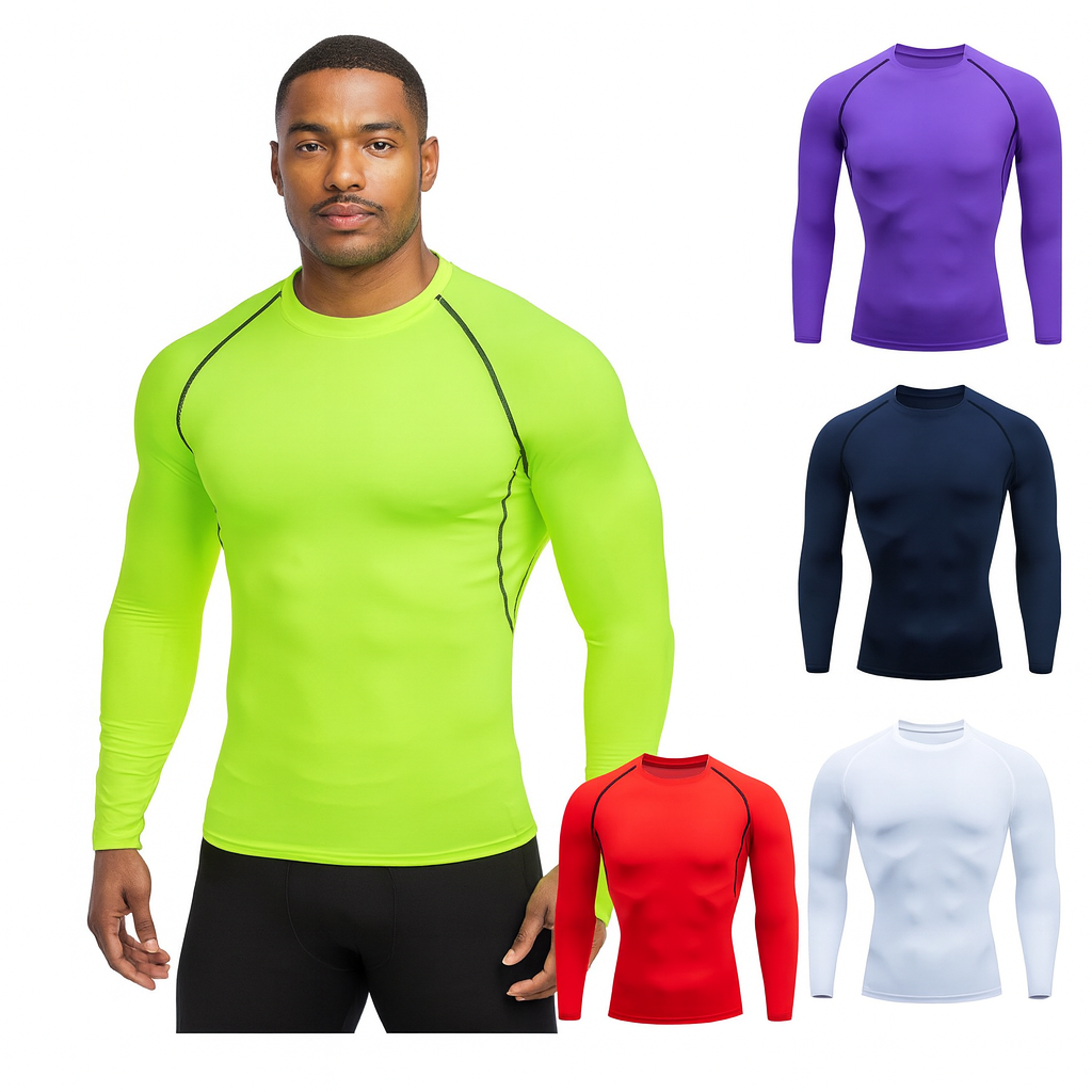Men's Long Sleeve Compression Shirt – Dry Fit Rashguard for Gym, MMA & Running