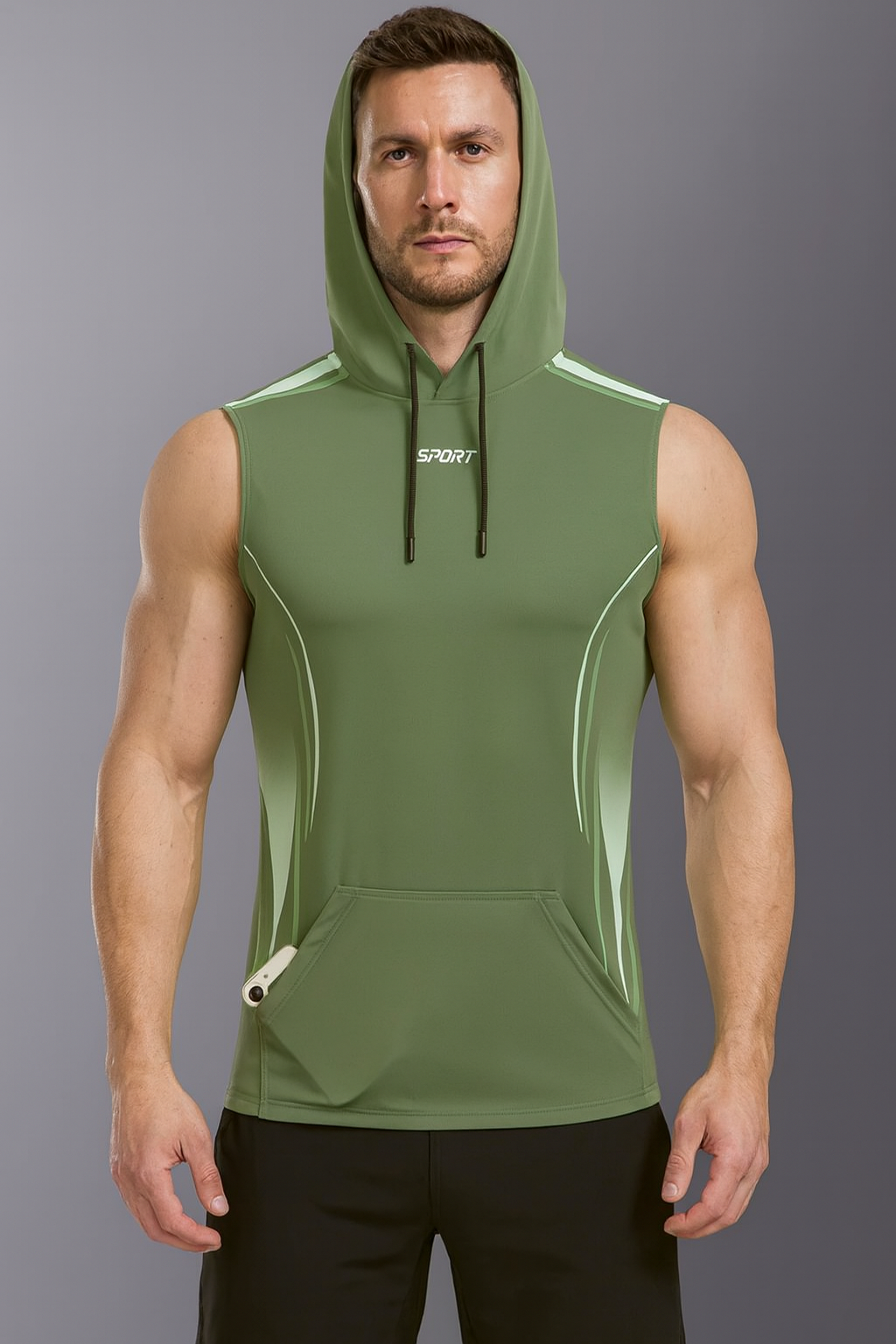Men’s Quick-Dry Hooded Sports Vest – Ice Silk Breathable Sleeveless Gym Top for Running & Streetwear