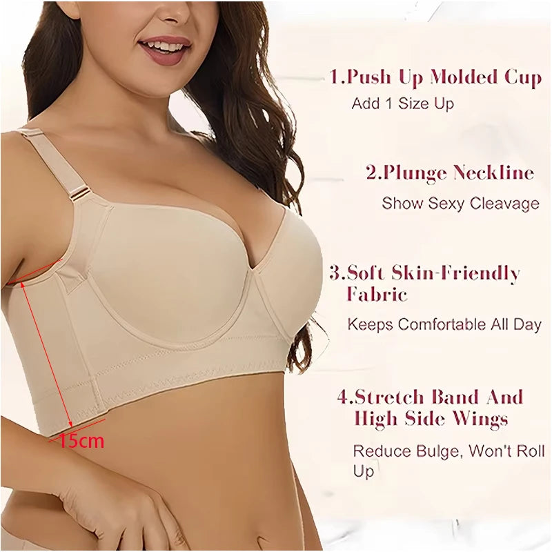 Full Back Coverage Push-Up Bra with Deep Cups and Underwire Support for Enhanced Comfort and Uplift 1