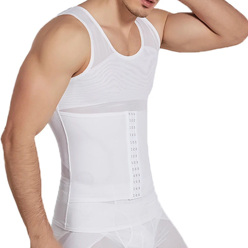 Compression Shirt Men 2-in-1 Body Shaper Vest & Waist Trainer – Tummy Slimming Shapewear for Gynecomastia & Abdomen Control