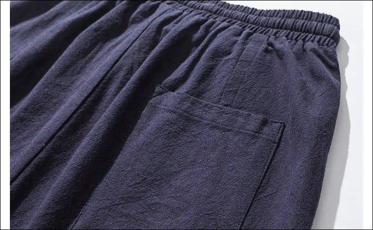 Men’s Cotton Linen Harem Pants – Baggy Drop-Crotch Trousers with Elastic Waist