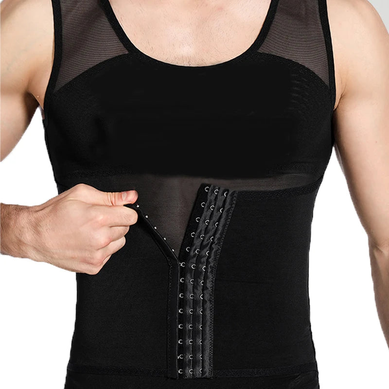 Compression Shirt Men 2-in-1 Body Shaper Vest & Waist Trainer – Tummy Slimming Shapewear for Gynecomastia & Abdomen Control