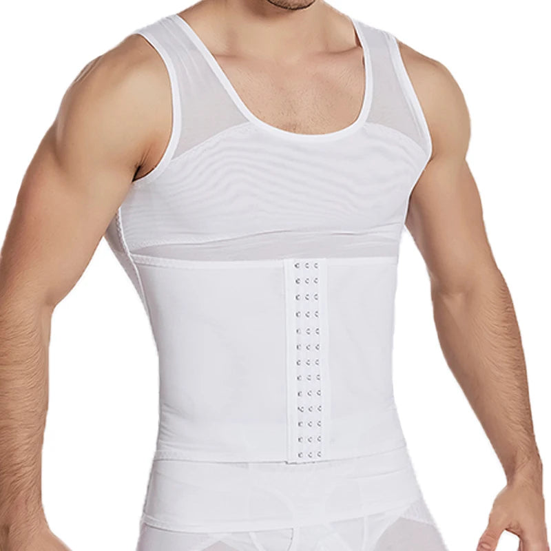 Compression Shirt Men 2-in-1 Body Shaper Vest & Waist Trainer – Tummy Slimming Shapewear for Gynecomastia & Abdomen Control