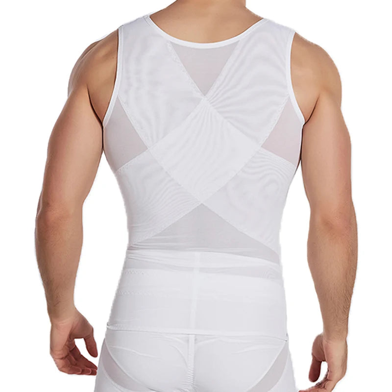 Compression Shirt Men 2-in-1 Body Shaper Vest & Waist Trainer – Tummy Slimming Shapewear for Gynecomastia & Abdomen Control