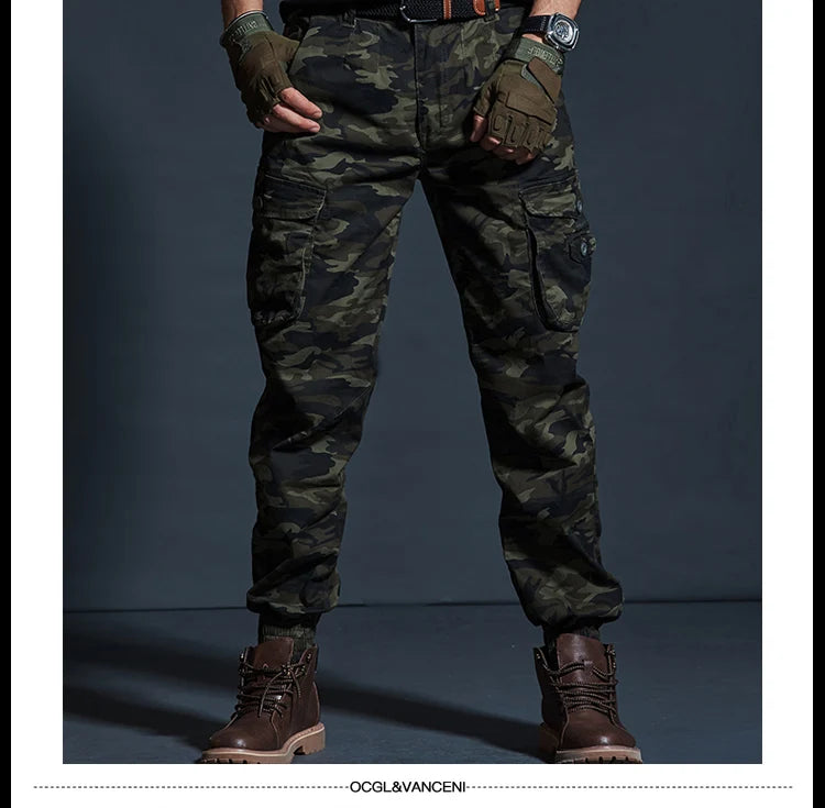 Men’s Tactical Camouflage Cargo Pants – Multi-Pocket Military Style Workwear Joggers