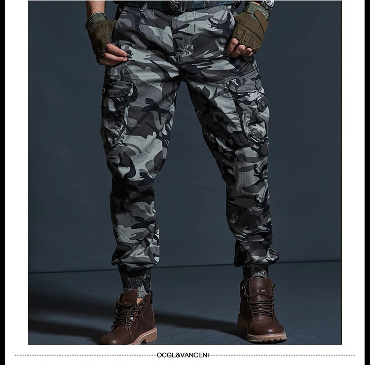Men’s Tactical Camouflage Cargo Pants – Multi-Pocket Military Style Workwear Joggers