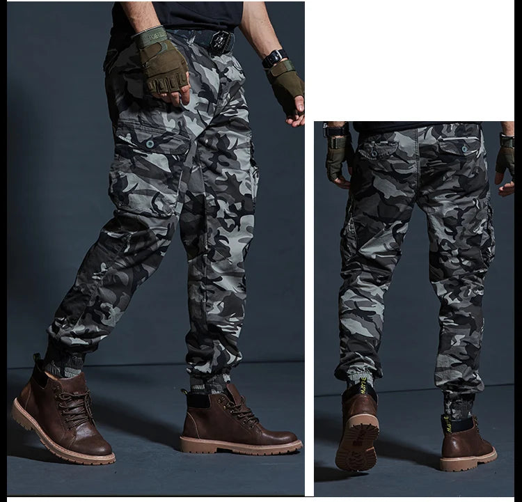 Men’s Tactical Camouflage Cargo Pants – Multi-Pocket Military Style Workwear Joggers