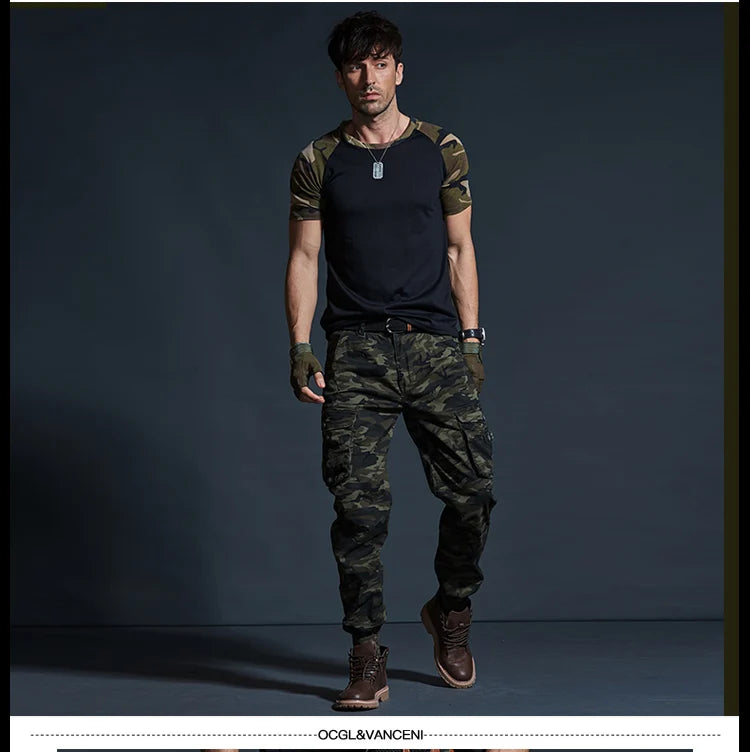 Men’s Tactical Camouflage Cargo Pants – Multi-Pocket Military Style Workwear Joggers