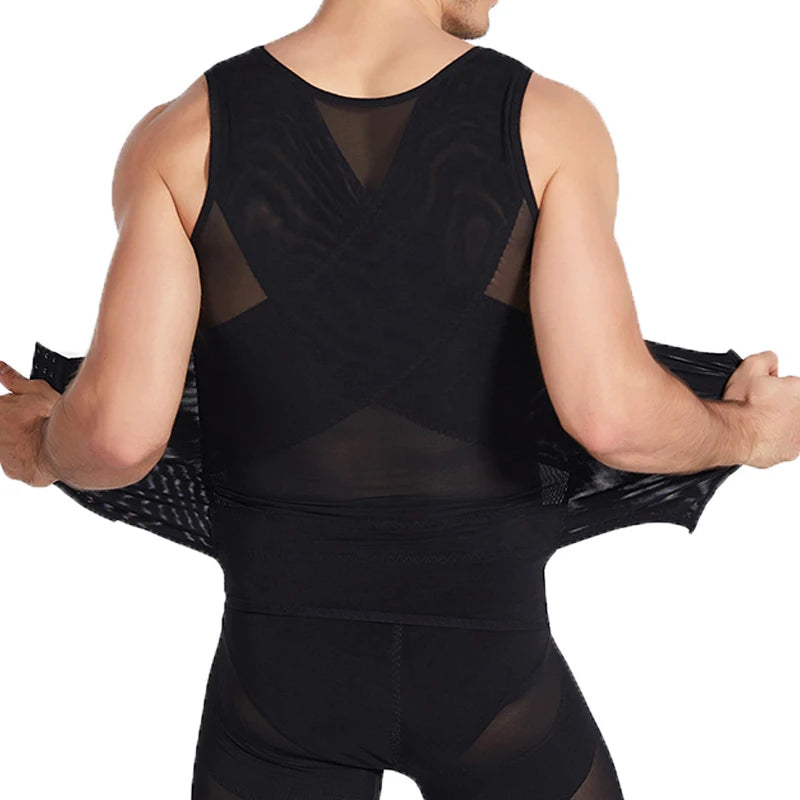 Compression Shirt Men 2-in-1 Body Shaper Vest & Waist Trainer – Tummy Slimming Shapewear for Gynecomastia & Abdomen Control
