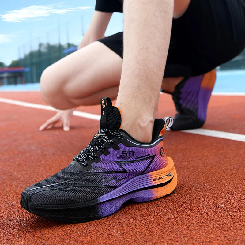 Carbon Plate Running Shoes – Lightweight Cushion Sneakers with Shock Absorption, Breathable Anti-Slip Training Footwear