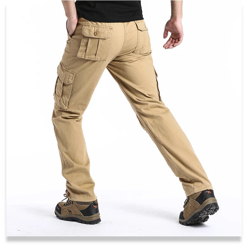 Men’s Tactical Cargo Pants – Loose Fit Outdoor Cotton Work Trousers with Multi Pockets