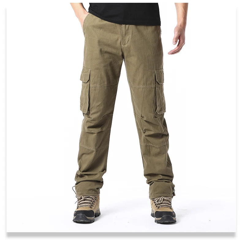 Men’s Tactical Cargo Pants – Loose Fit Outdoor Cotton Work Trousers with Multi Pockets