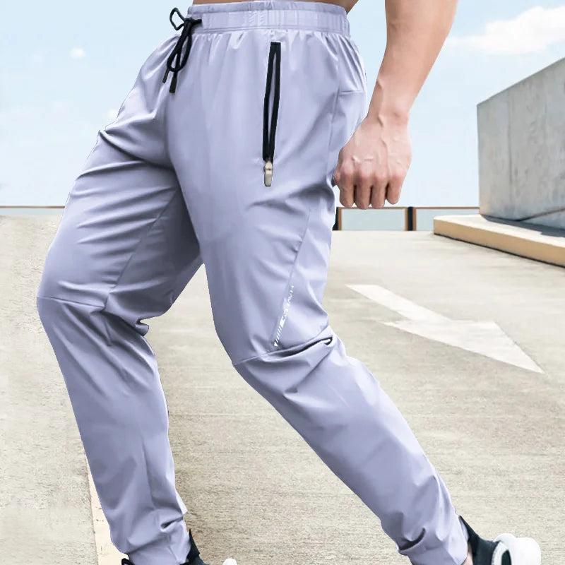 Men’s Quick-Dry Gym Joggers – Lightweight Elastic Waist Training Pants with Zipper Pockets