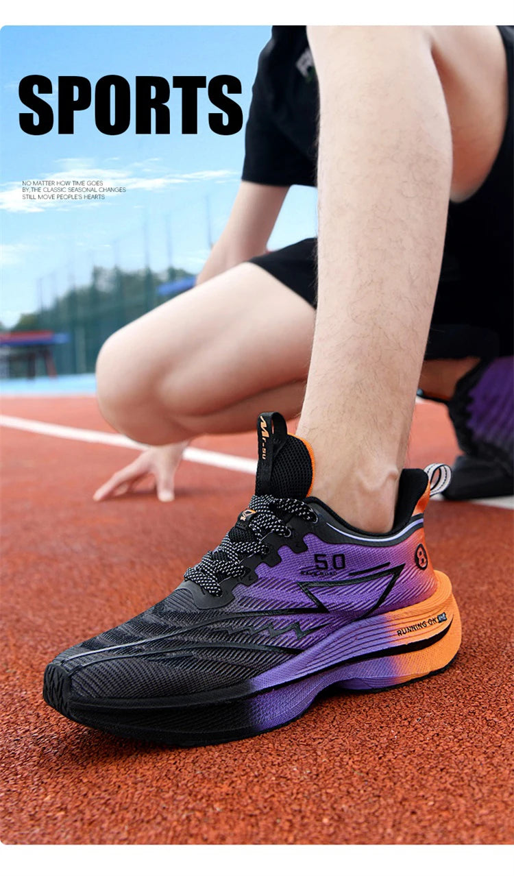 Carbon Plate Running Shoes – Lightweight Cushion Sneakers with Shock Absorption, Breathable Anti-Slip Training Footwear