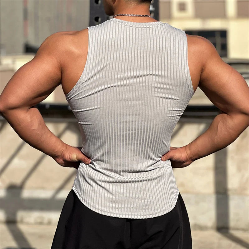 Men’s Ribbed Muscle Tank Top – Sleeveless Athletic Gym Shirt for Bodybuilding, Weightlifting & Training