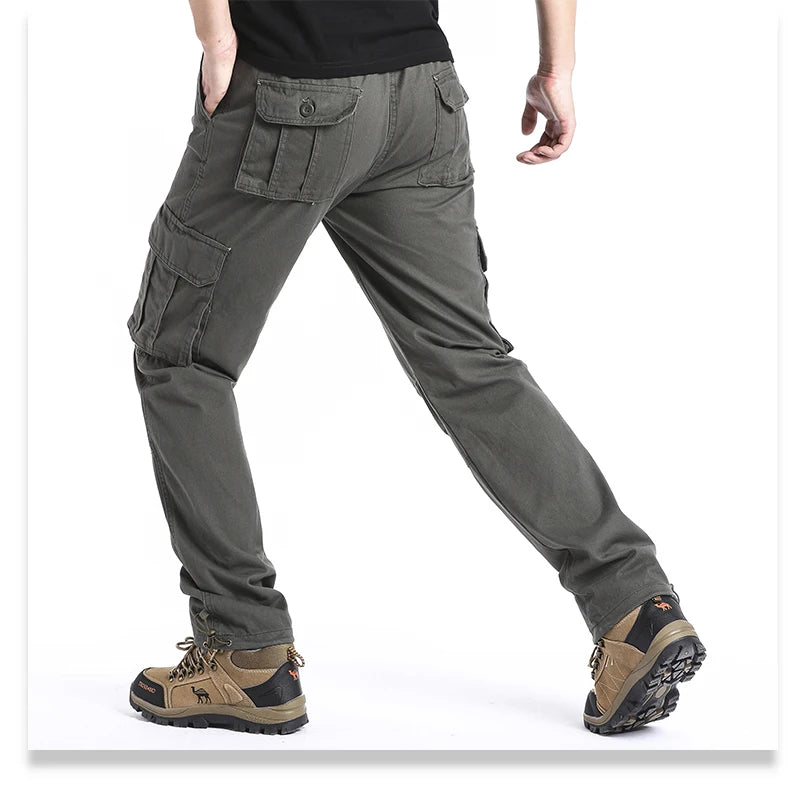 Men’s Tactical Cargo Pants – Loose Fit Outdoor Cotton Work Trousers with Multi Pockets