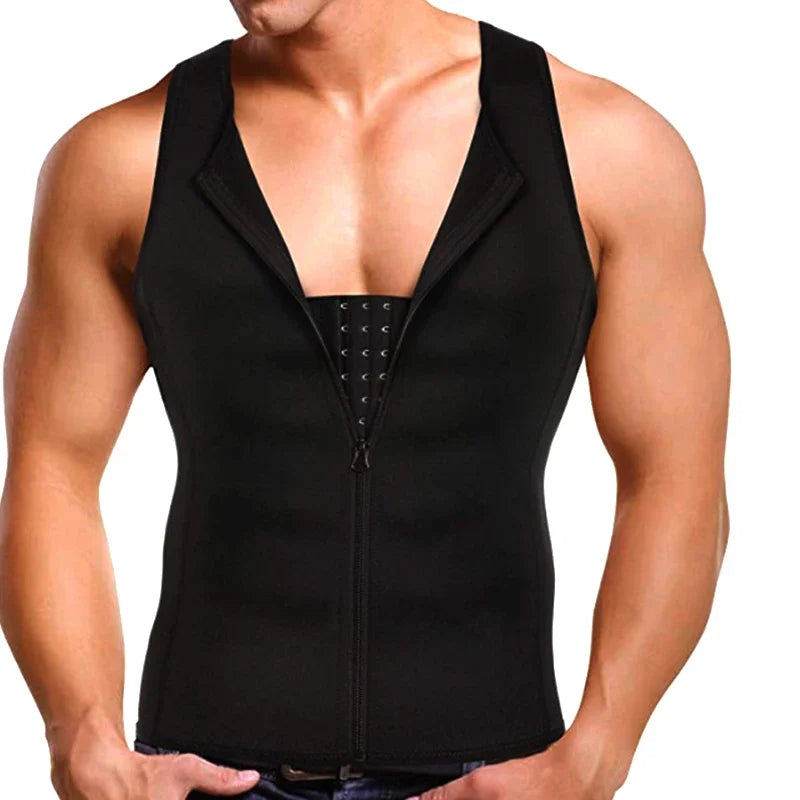 Men’s Compression Tank Top Shapewear – Slimming Body Shaper Vest with Zipper, Tummy Control & Back Support