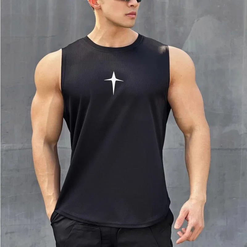Men’s Sleeveless Quick-Dry Sport Tank Top – Breathable Round Neck Gym Shirt for Running, Fitness & Outdoor Training