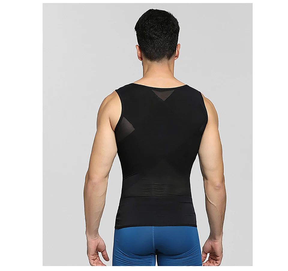 Compression Shirt Men 2-in-1 Body Shaper Vest & Waist Trainer – Tummy Slimming Shapewear for Gynecomastia & Abdomen Control