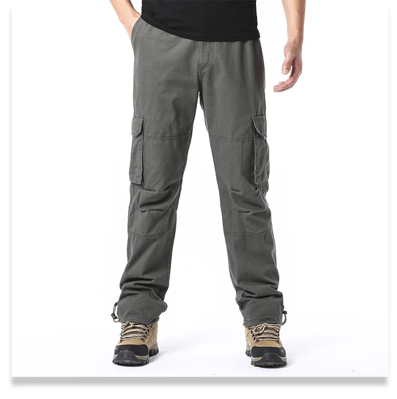Men’s Tactical Cargo Pants – Loose Fit Outdoor Cotton Work Trousers with Multi Pockets