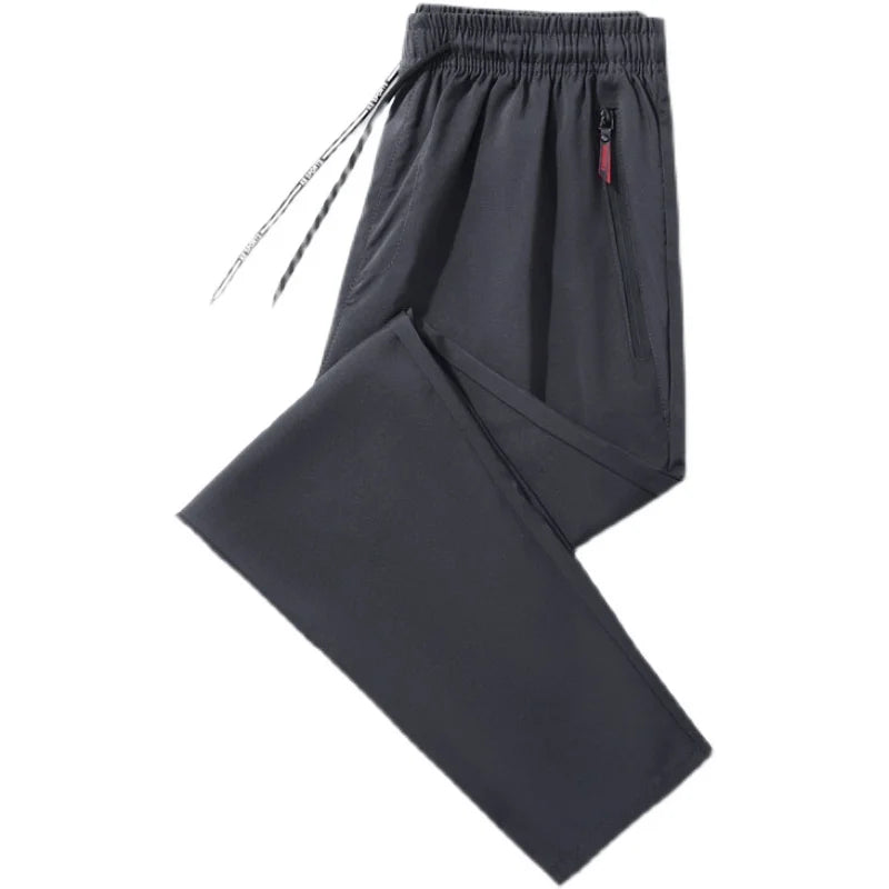 Men’s Slim Fit Casual Pants – Elastic Waist Joggers with Zipper Pockets, Straight Leg Trousers