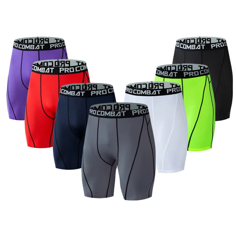 Men's Compression Workout Shorts – Elastic Slim Fit Gym Tights for Bodybuilding & Running