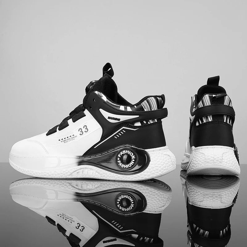 Men’s Sneakers with Rotating Buckle – Comfortable Non-Slip Lace-Up Shoes for Outdoor Training & Everyday Wear