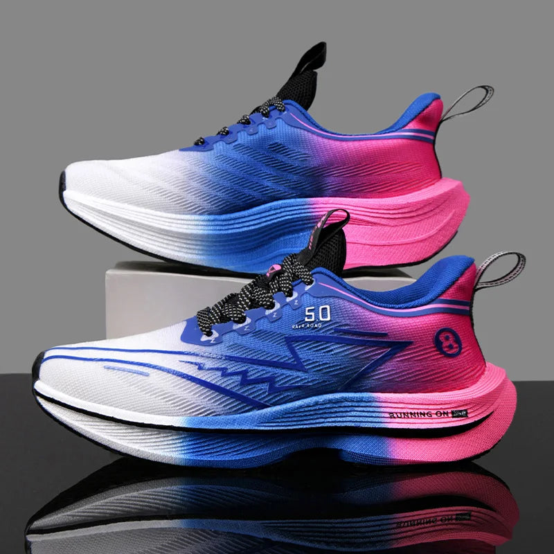 Carbon Plate Running Shoes – Lightweight Cushion Sneakers with Shock Absorption, Breathable Anti-Slip Training Footwear