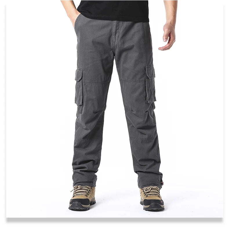 Men’s Tactical Cargo Pants – Loose Fit Outdoor Cotton Work Trousers with Multi Pockets
