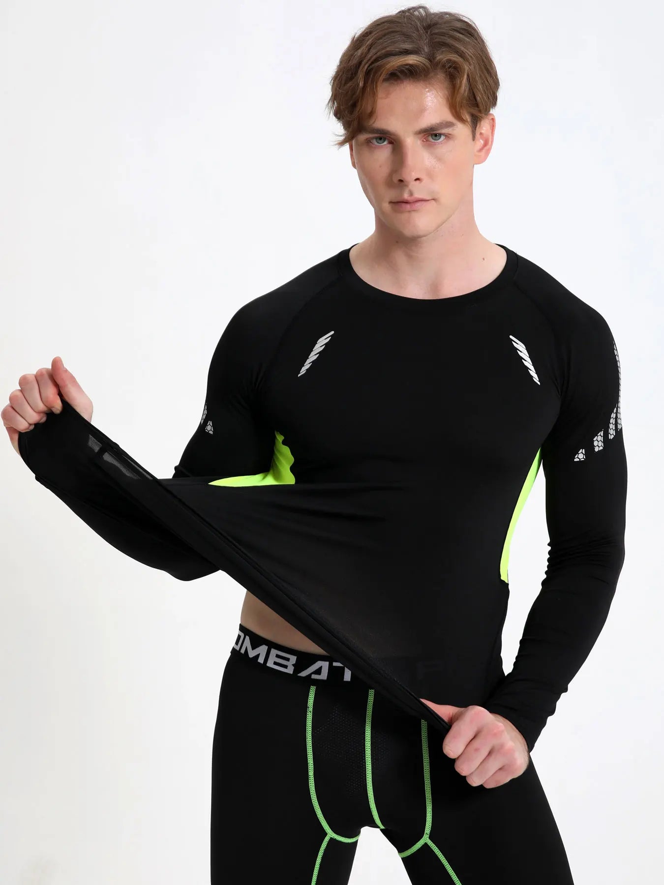 Men’s Solid Compression Shirt – Long Sleeve Athletic Base Layer, Moisture-Wicking Undershirt for Sports, Gym, Training, and Running