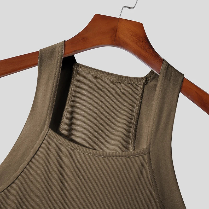 Men’s Slim Fit Ribbed Tank Top – Solid Color O-Neck Sleeveless Gym Shirt for Workout, Streetwear & Casual Wear