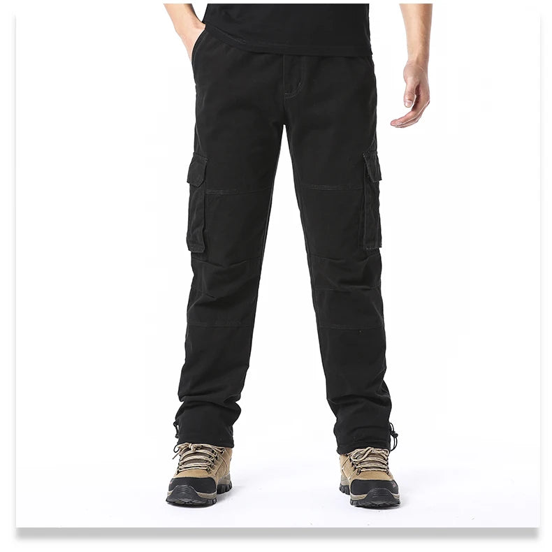 Men’s Tactical Cargo Pants – Loose Fit Outdoor Cotton Work Trousers with Multi Pockets