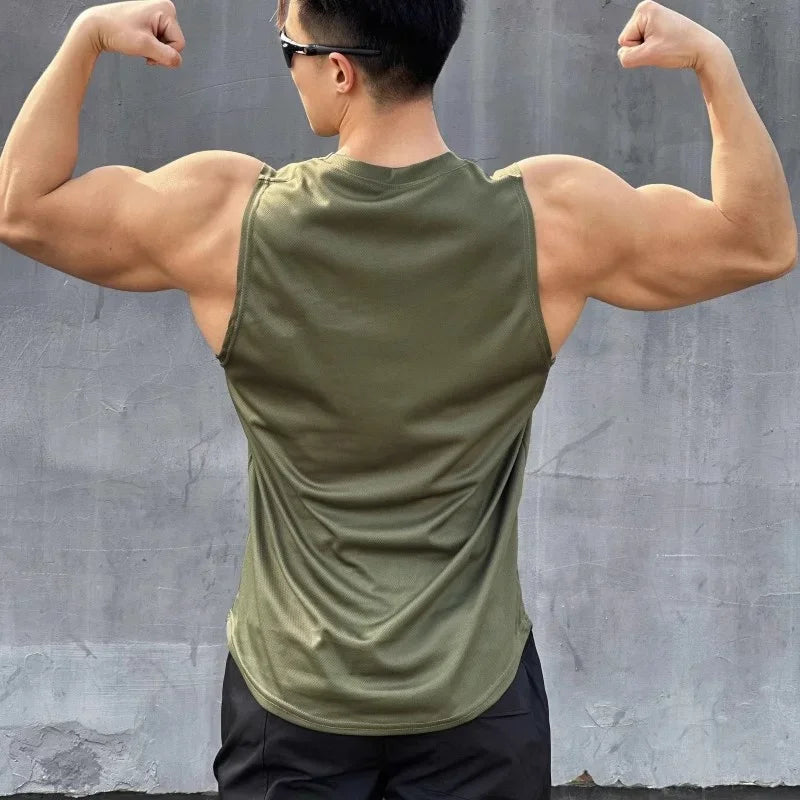 Men’s Sleeveless Quick-Dry Sport Tank Top – Breathable Round Neck Gym Shirt for Running, Fitness & Outdoor Training