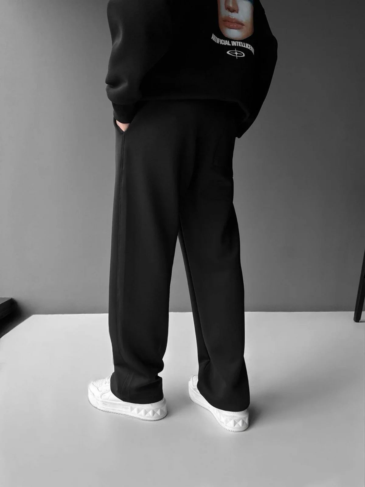 Men’s Casual Solid Color Pants – Elastic Waist Drawstring Trousers with Pleats and Pockets