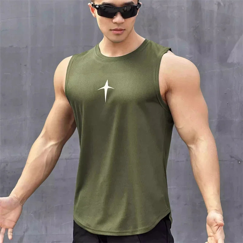 Men’s Sleeveless Quick-Dry Sport Tank Top – Breathable Round Neck Gym Shirt for Running, Fitness & Outdoor Training