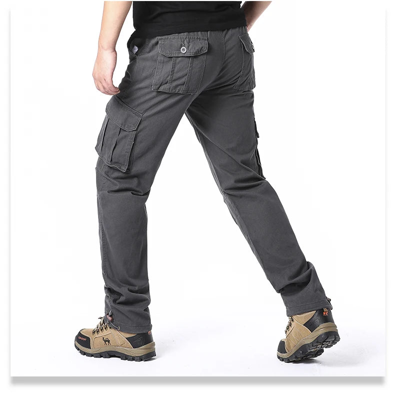 Men’s Tactical Cargo Pants – Loose Fit Outdoor Cotton Work Trousers with Multi Pockets