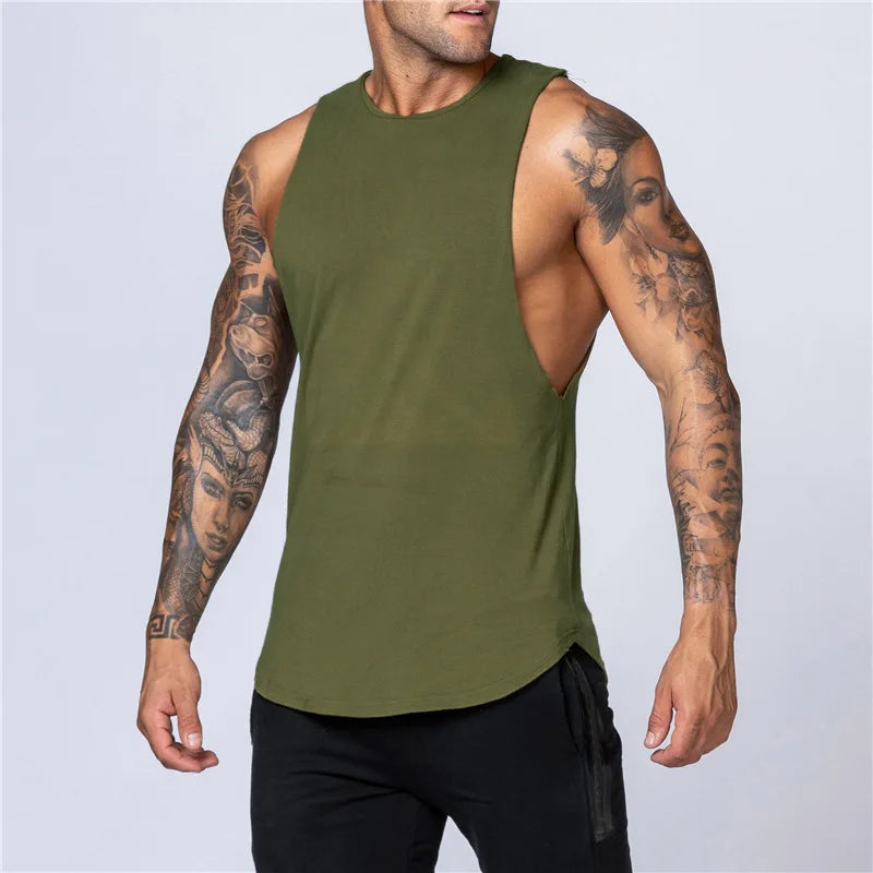 Men’s Cotton Gym Tank Top Shirt – Sleeveless Muscle Fit Vest for Fitness, Bodybuilding, and Training