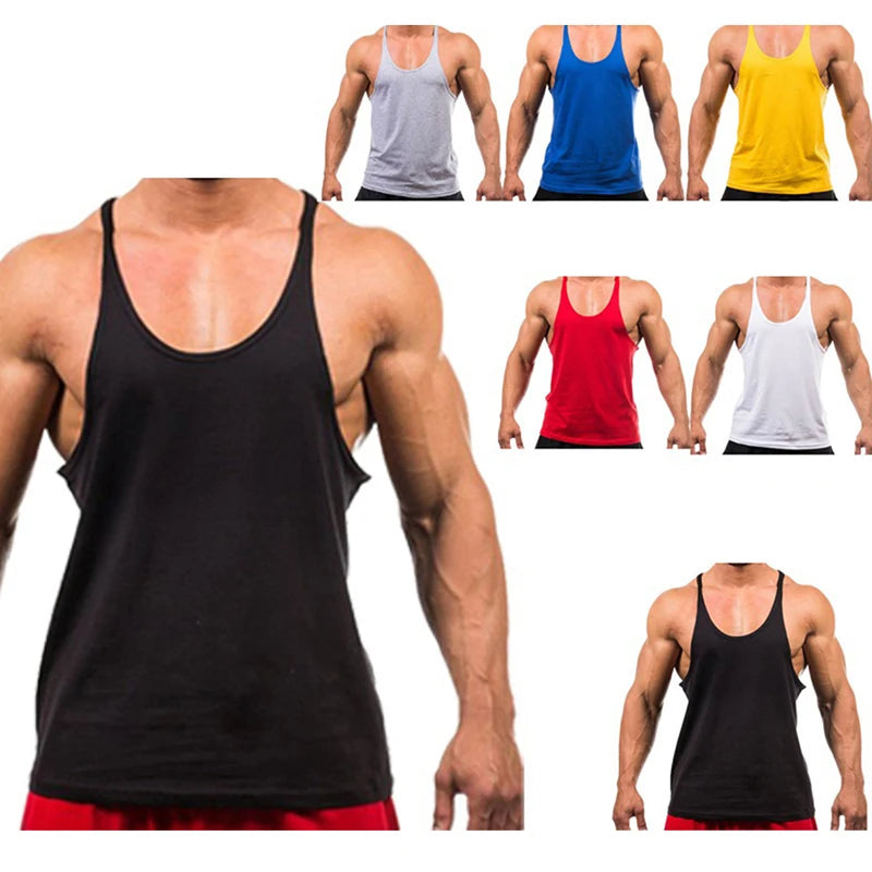 Men’s Bodybuilding Stringer Tank Top – Sleeveless Cotton Gym Shirt for Fitness, Training, and Workout